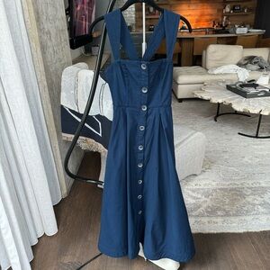 Anthropologie Navy Backless Dress with Buttons